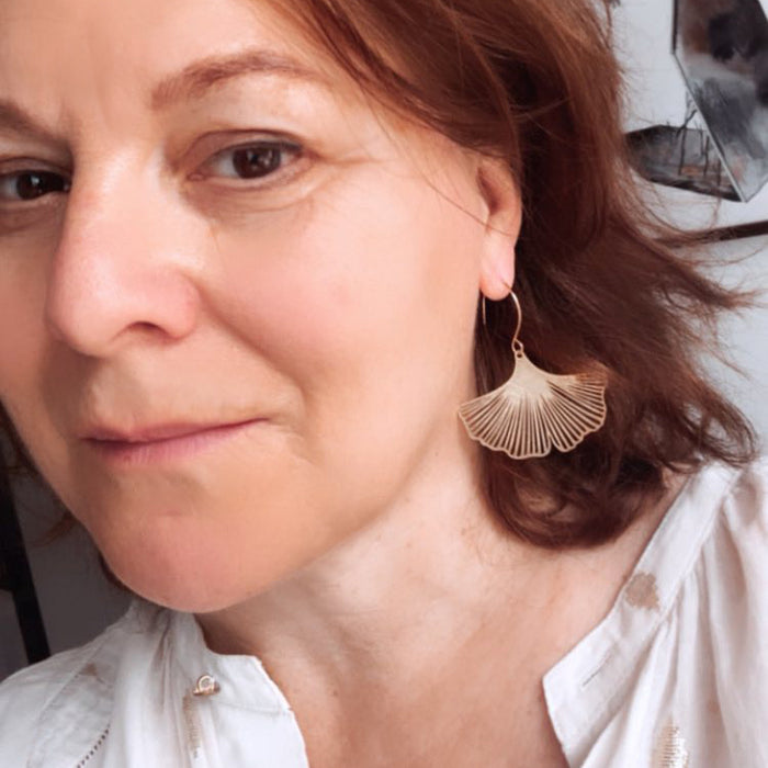 Happy Things - Extra large Ginkgo statement earhooks