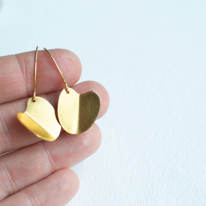 SALE26 - Happy Things - folded heart earhooks
