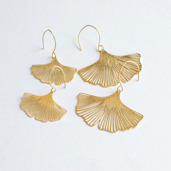 Happy Things - Extra large Ginkgo statement earhooks