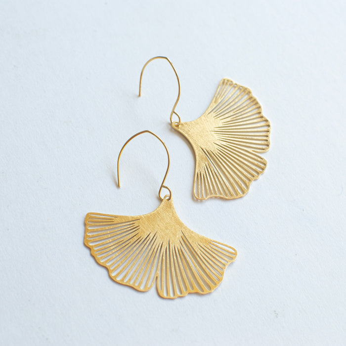 Happy Things - Extra large Ginkgo statement earhooks